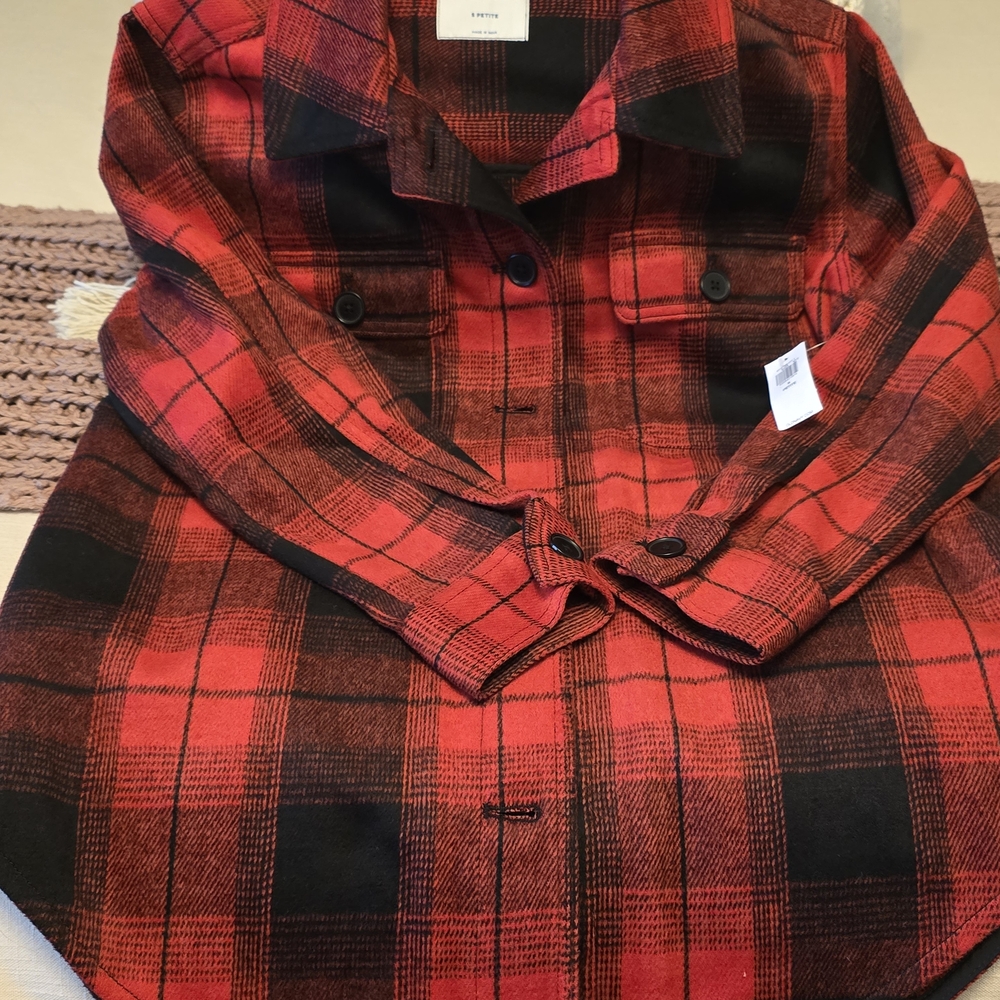 Old Navy Red and Black Buffalo Check Plaid Shacket